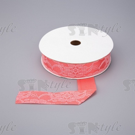 Декоративная лента двухслойная, цвет коралловый, ширина 25 мм, намотка 20 ярдов фото 1