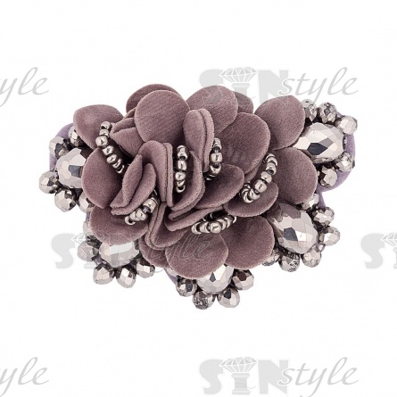 Аппликация с элементами из бисера на фетровой основе, цвет серый, размер 55х70 мм фото 1