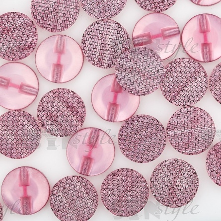 Пуговица пластиковая на полуножке, размер 34L, круглой формы, шляпка волнистая, цвет розовый с блестками фото 3