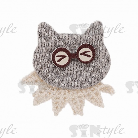 Аппликация 3D "Кошка",цвет серый, размер 40х40 мм фото 1