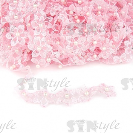 Цветочки из капроновой ленты, размер 30 мм, намотка 20 ярдов, цвет розовый (№5)  фото 1