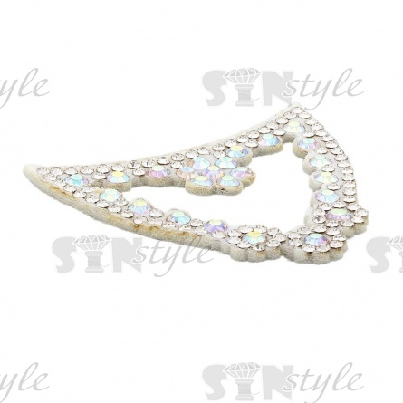 Аппликация "Ушки" из страз, на фетровой основе, размер 50 мм х 45 мм, цвет белый+радужные стразы фото 2