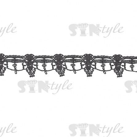 Кружево вязаное ажурное, цвет черный, ширина 50 мм, намотка 15 ярдов фото 1