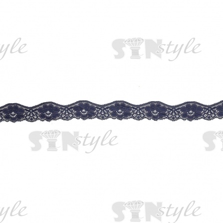 Кружево эластичное, ширина 35 мм, цвет темно-синий, намотка 15 ярдов фото 2