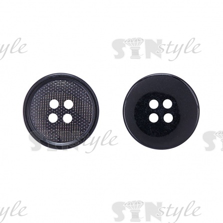 Пуговица пластиковая на четыре прокола, размер 32L, цвет черный фото 1