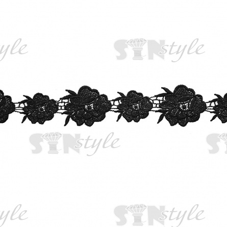 Кружево вязаное ажурное, ширина 50 мм, цвет черный, намотка 15 ярдов фото 1