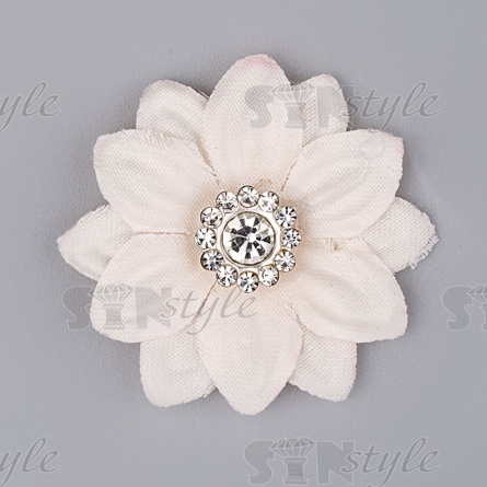 Цветочки декоративные со стразами, цвет шампань, диаметр 30 мм фото 1
