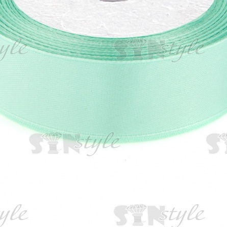 Декоративная лента атласная, ширина 25 мм, намотка 25 ярдов, цвет светло-зеленый (№128) фото 2