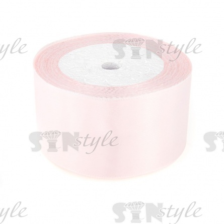 Декоративная лента атласная, ширина 50 мм, длина 25 ярдов, цвет светло-розовый (№063) фото 1