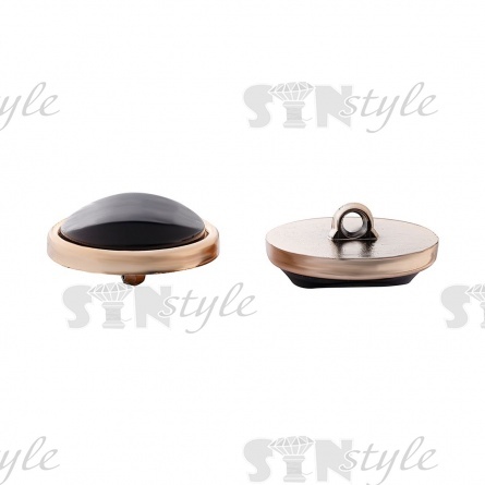 Пуговица пластиковая на ножке, размер 48L, золотая основа с черной вставкой фото 2