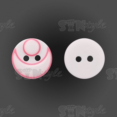 Пуговица пластиковая на два прокола, размер 20L, цвет белый/розовый фото 1