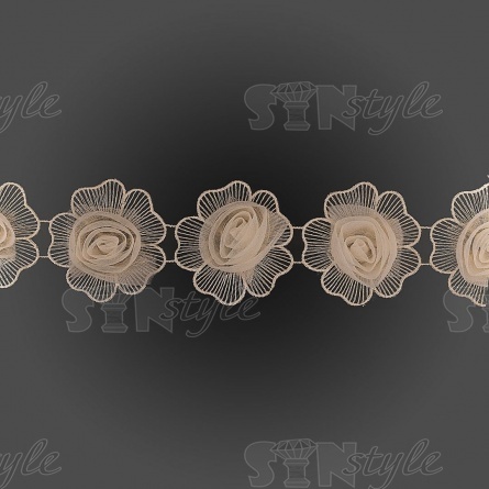 Цветочки из капроновой ленты, ширина 75 мм, намотка 15 ярдов, цвет белый фото 3