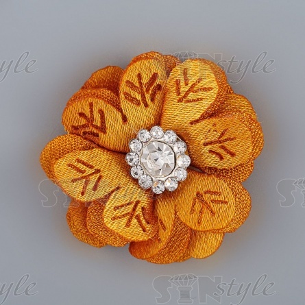 Цветочки декоративные со стразами, цвет золотой, даметр 28 мм,  фото 1