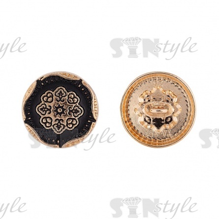 Пуговица металлическая на ножке, золотая с черным, 34L фото 1