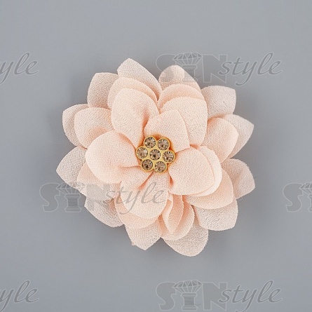 Цветочки декоративные со стразами, цвет персик, диаметр 60 мм,  фото 1