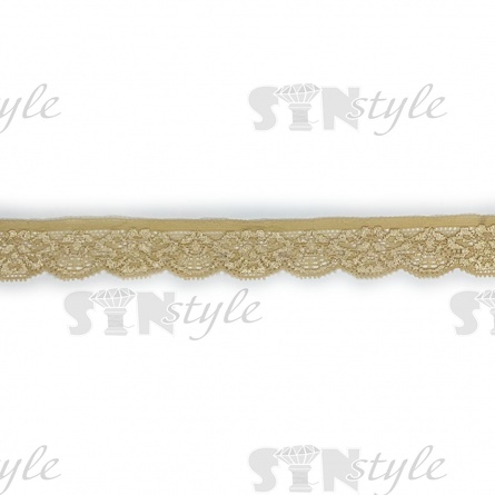 Кружево эластичное, ширина 25 мм, цвет бежевый, намотка 15 ярдов, материал лайкра  фото 1