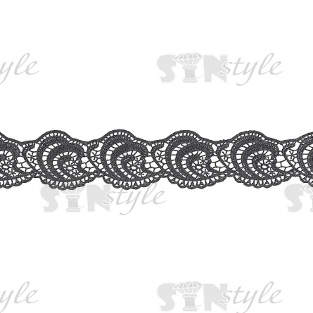 Кружево вязаное ажурное, ширина 60 мм, цвет черный, намотка 15 ярдов фото 1