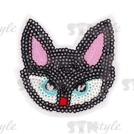 Термоаппликация "Кошка" с пайетками, размер 70х67 мм фото 1