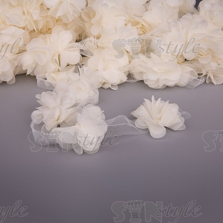 Кружево "Цветочки", ширина 60 мм, цвет шампань (98), намотка 10 ярдов фото 1