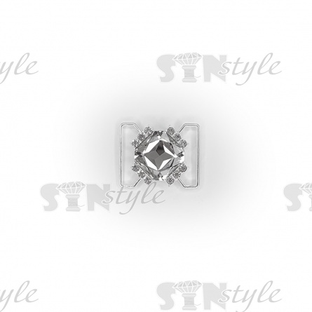 Пряжка металлическая, цвет серебряный+белые стразы, внутренний размер 32 мм фото 1