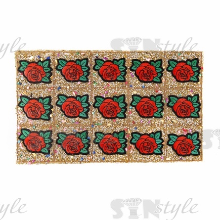 Термоаппликация "Цветок" из стеклянных страз с вышивкой, размер 75х75 мм фото 1