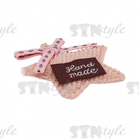 Аппликация 3D "Звездочка", цвет бежевый+грязно-розовый, размер 37х37 мм фото 4