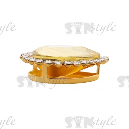 Стразы пришивные стеклянные в оправе, форма капля, цвет золото+желтый/белый, размер 10х14 мм фото 4