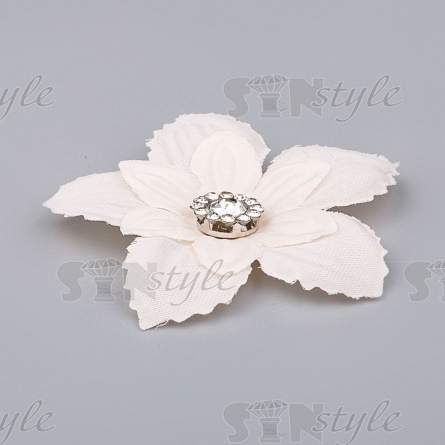 Цветочки декоративные со стразами, цвет шампань, диаметр 45 мм фото 2