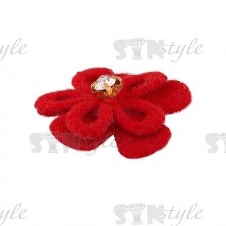 Аппликация 3D "Цветочек" со стразой, цвет красный,  размер 20 мм фото 2