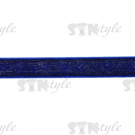 Лента бархатная с люрексом, ширина 15 мм, цвет 175 (синий), намотка 20 ярдов фото 1