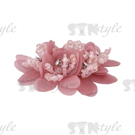 Аппликация с элементами из бисера, цвет грязно-розовый, размер 70х55 мм фото 2