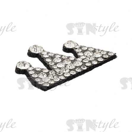 Аппликация "Корона" из страз на фетровой основе, размер 40 мм х 28 мм, цвет черный + белые стразы фото 2