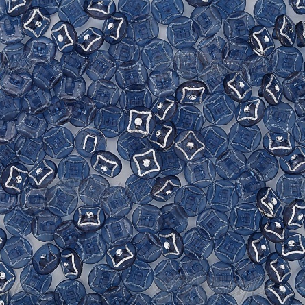 Пуговица пластиковая на ножке, круглая, темно-синяя прозрачная с белой стразой в центре, 20L фото 3