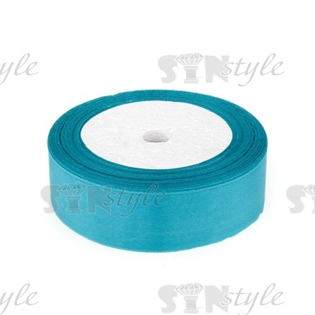 Декоративная лента атласная, ширина 25 мм, намотка 25 ярдов, цвет бирюзовый (№047) фото 1