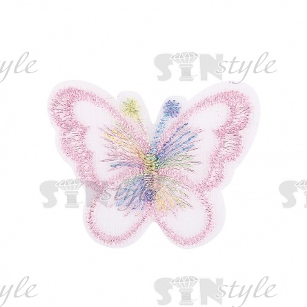 Аппликации бабочки из капрона, размер 45х35 мм цвет розовый фото 1