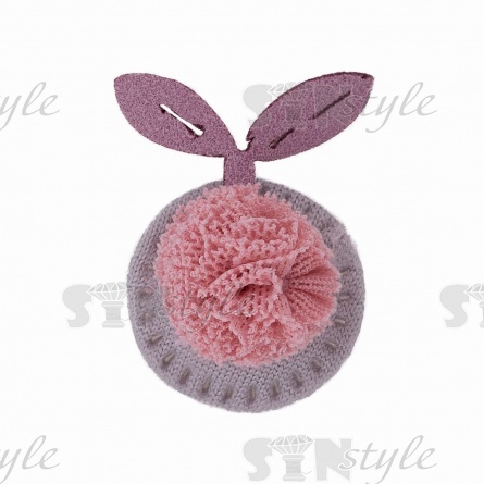 Аппликация 3D "Яблочко",цвет грязно-розовый плюс серый, размер 20х30 мм фото 1