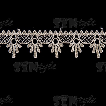 Кружево ажурное, нежная воздушная сеточка с фестонами по контуру, ширина 35 мм, цвет шампань, намотка 15 ярдов фото 2