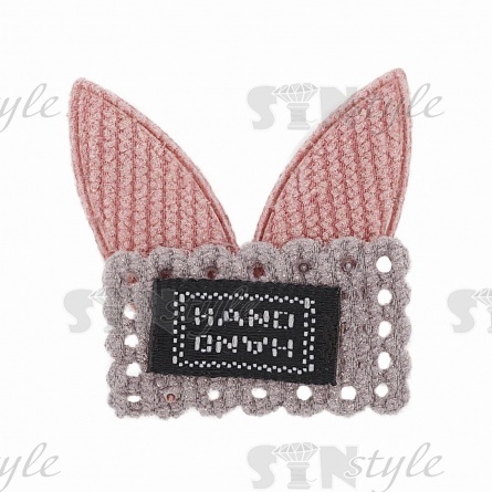 Аппликация 3D "Ушки", цвет серый+грязно-розовый, размер 35х37 мм фото 1