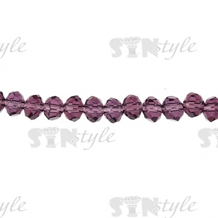 Бусины граненые Рондель (стекло), цвет фиолетовый (08), 6 мм, 100 шт/нить фото 2