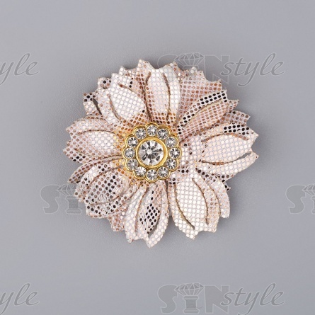 Цветочки декоративные со стразами, цвет грязно-розовый, диаметр 80 мм,  фото 1