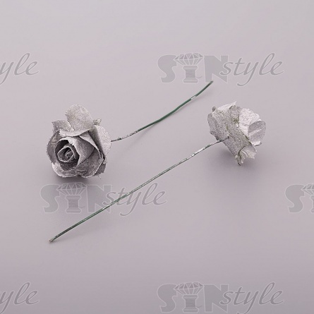 Цветочки декоративные, с напылением, цвет серебряный, размер 20 мм,144 шт/уп фото 2