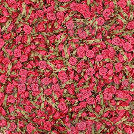 Цветочек из атласной ленты, фуксия, размер 15 мм фото 3