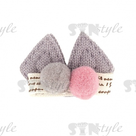 Аппликация 3D "Ушки", цвет серый, размер 40х27 мм фото 1