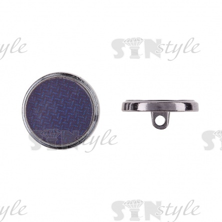 Пуговица металлическая на ножке, темный никель с темно-синим, 28L фото 1