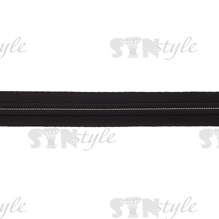 Декоративная тесьма отделочная с мелкими бусинами, цвет черный, ширина 30 мм, намотка 50 ярдов фото 1