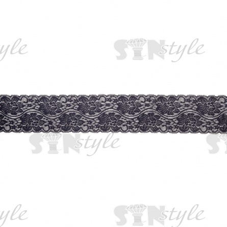 Кружево эластичное, ширина 80 мм, цвет темно-синий, намотка 15 ярдов фото 1