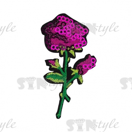 Термоаппликация "Роза" с пайетками, размер 32х55 мм фото 1