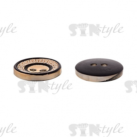 Пуговица пластиковая на два прокола, золотая с черным, 28L фото 3