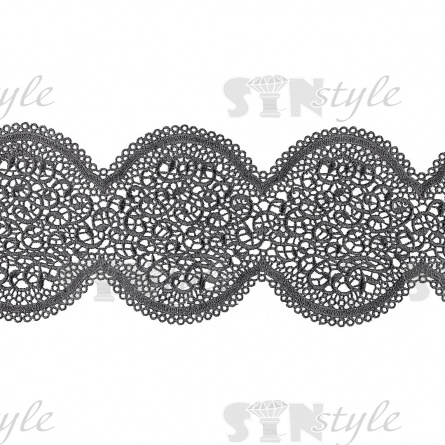 Кружево ажурное, нежная воздушная гирлянда с резными краями, ширина 125 мм, цвет черный, намотка 15 ярдов фото 1