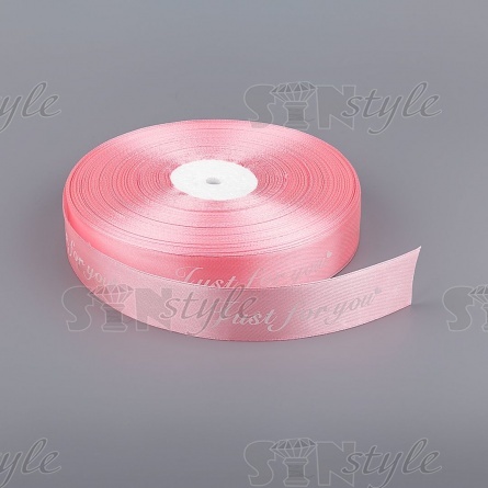 Лента атласная с принтом,  ширина 25 мм, намотка 100 ярдов, цвет розовый (№04) фото 1
